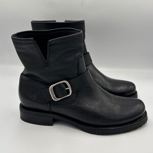Frye Veronica Moto Ankle Boots Womens 8 Black Leather Short